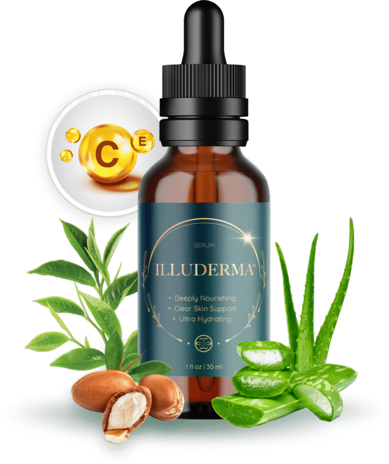 Serum bottle with natural ingredients